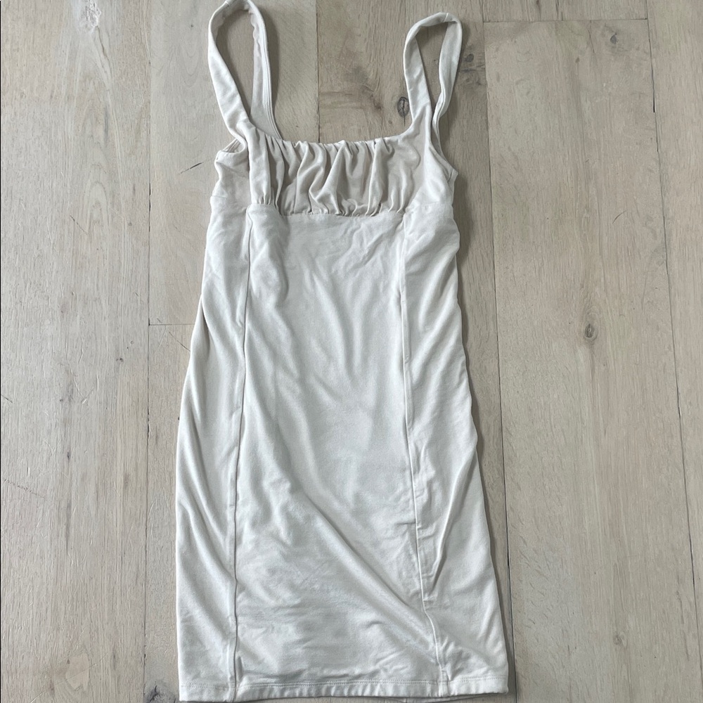 Aritzia Wilfred Free Beige Orbit Mini Dress